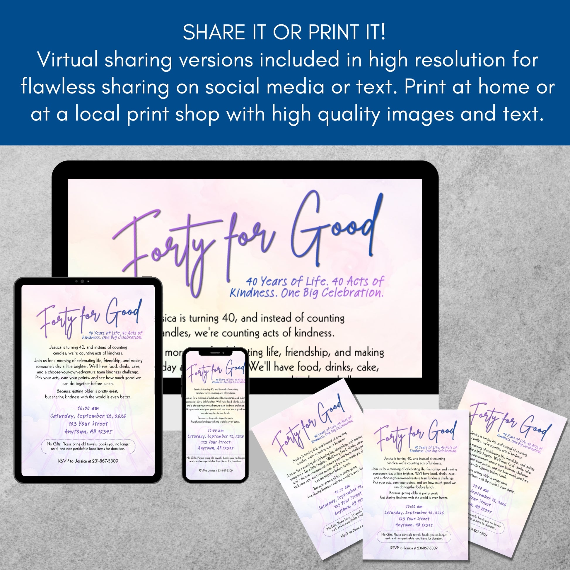 40th-birthday-kindness-party-kit-printable-invite-team-challenge-canva-template-milestone-birthday-activity