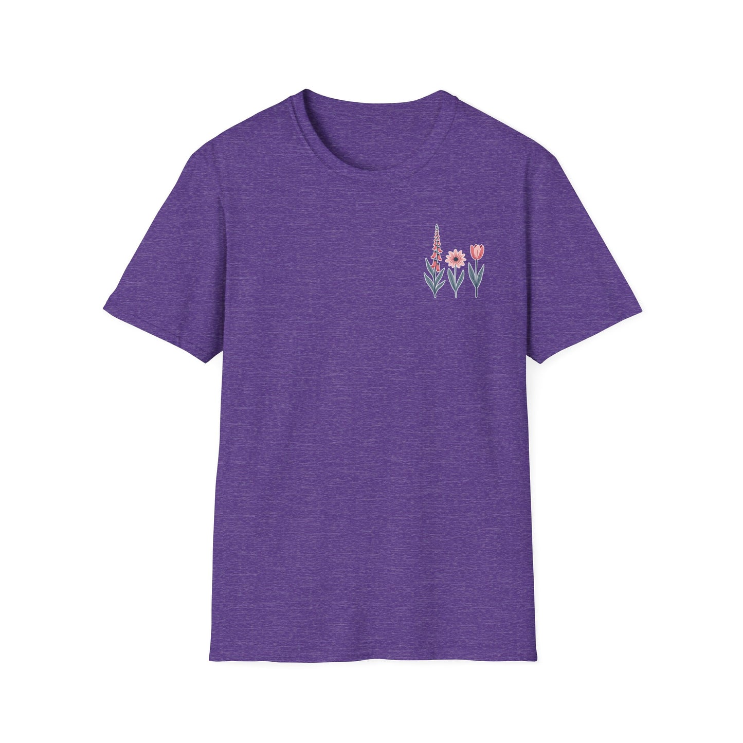 Floral Book Bouquet Unisex T-Shirt | Democracy Blossoms Here - Foxglove Daisy Tulip