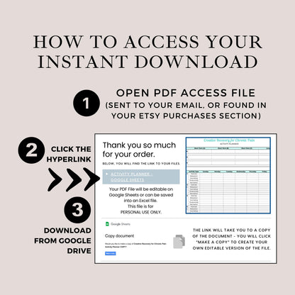 Chronic Pain Exercise & Activity Planner, Goal Tracker (PDF + Google Sheets Digital Download)