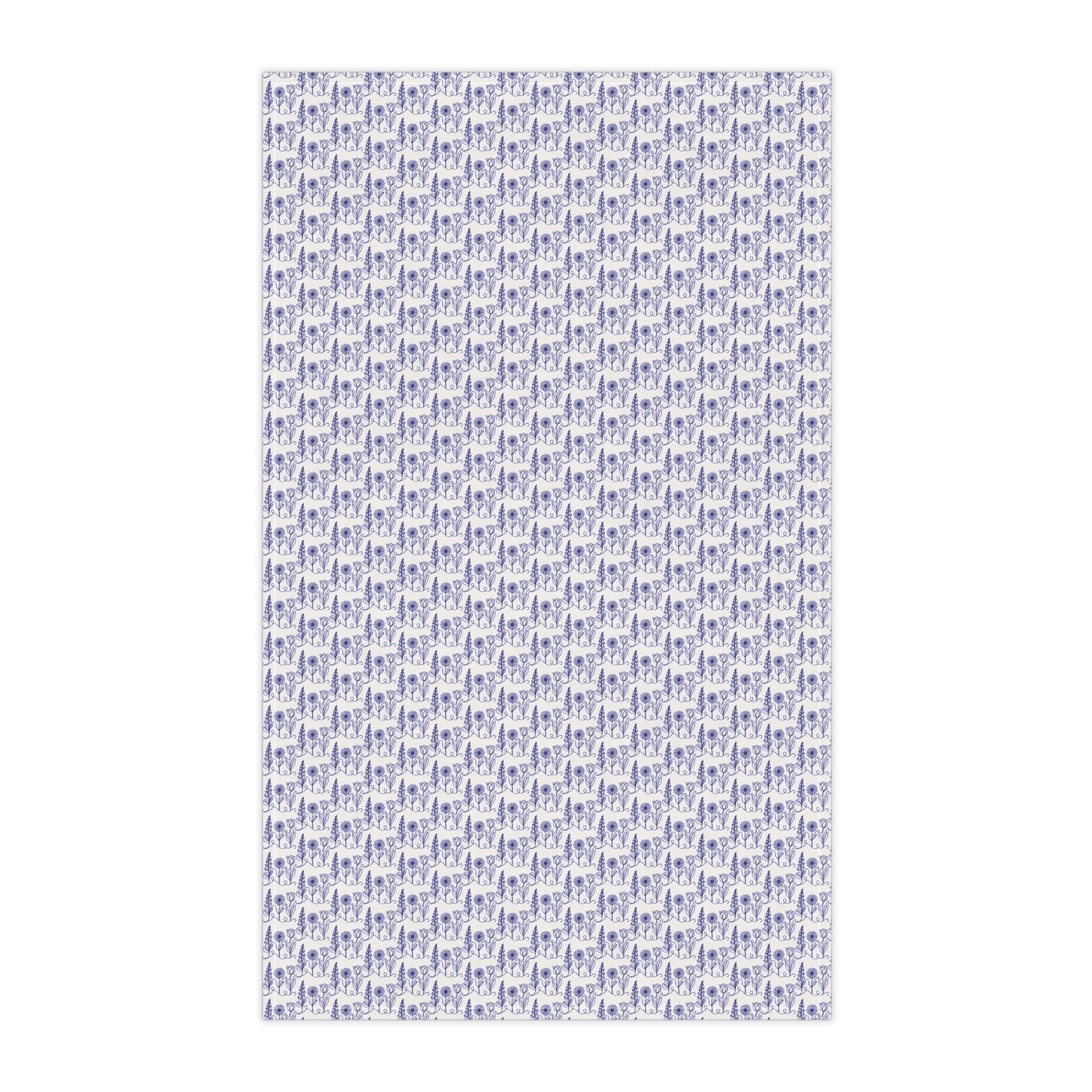 *Subtle FDT Flowers Cotton Tea Towel | Foxglove Daisy Tulip Blue & White Floral Kitchen Towel