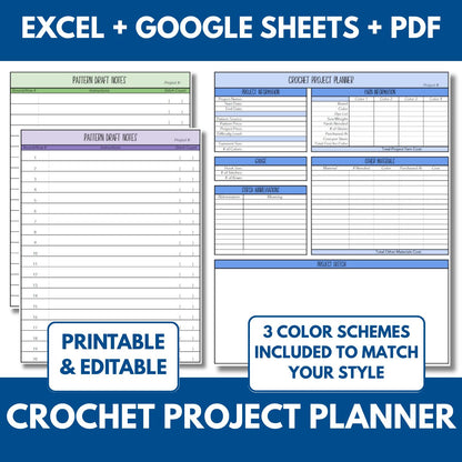 Crochet Pattern Project Planner | PDF, Excel & Google Sheets (Digital Download)