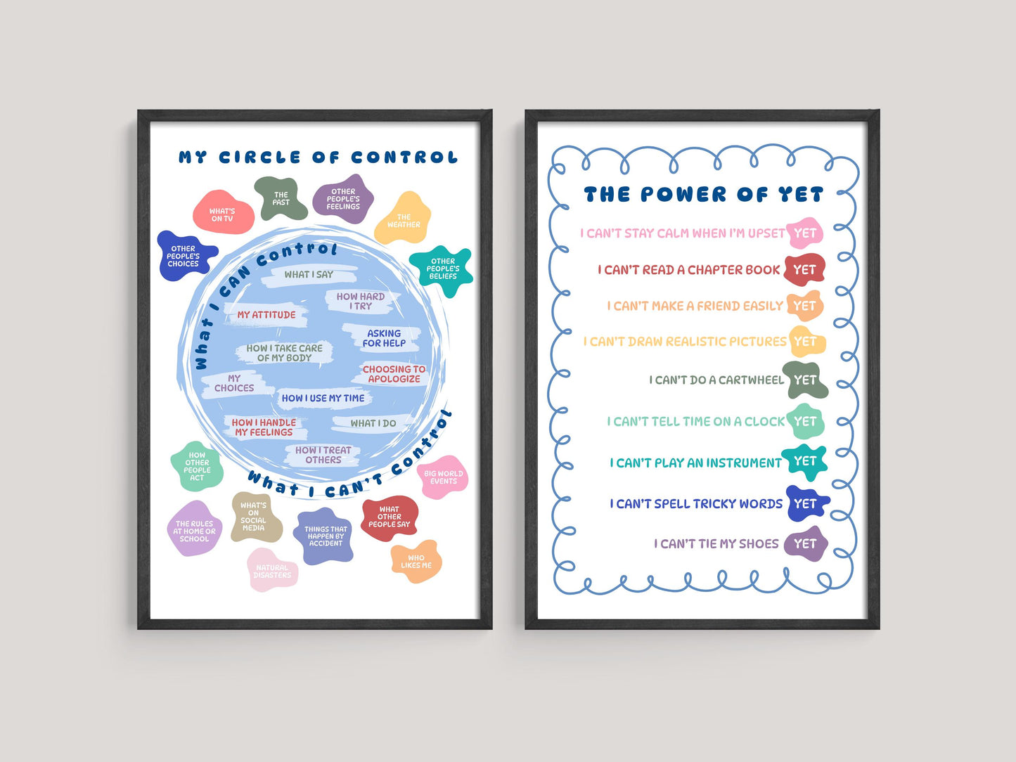 Growth Mindset Wall Art: Power of Yet, Classroom Counseling SEL Decor (Digital Download)