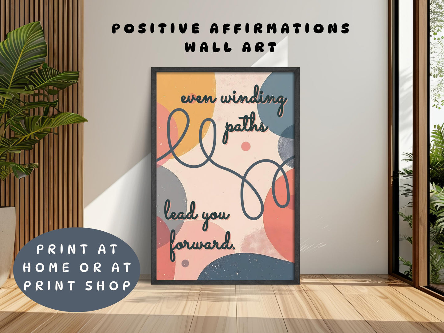 Growth Mindset Encouragement Wall Art | Winding Path Mental Health Poster (Digital Download)