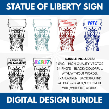 Statue of Liberty Sign Design Bundle | Political Activist Clipart (Digital Download)
