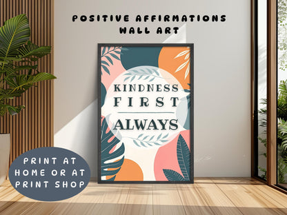 Mental Health Poster | Kindness First Always Classroom Decor Wall Art (Digital Download)