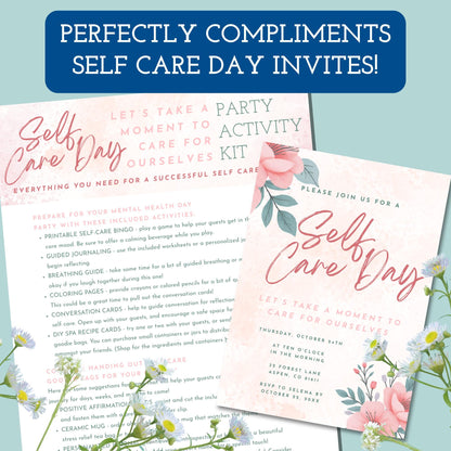 Self-Care Party Activity Kit | Printable Wellness Games, Guides, & Spa Recipes (Digital Download, PDF)