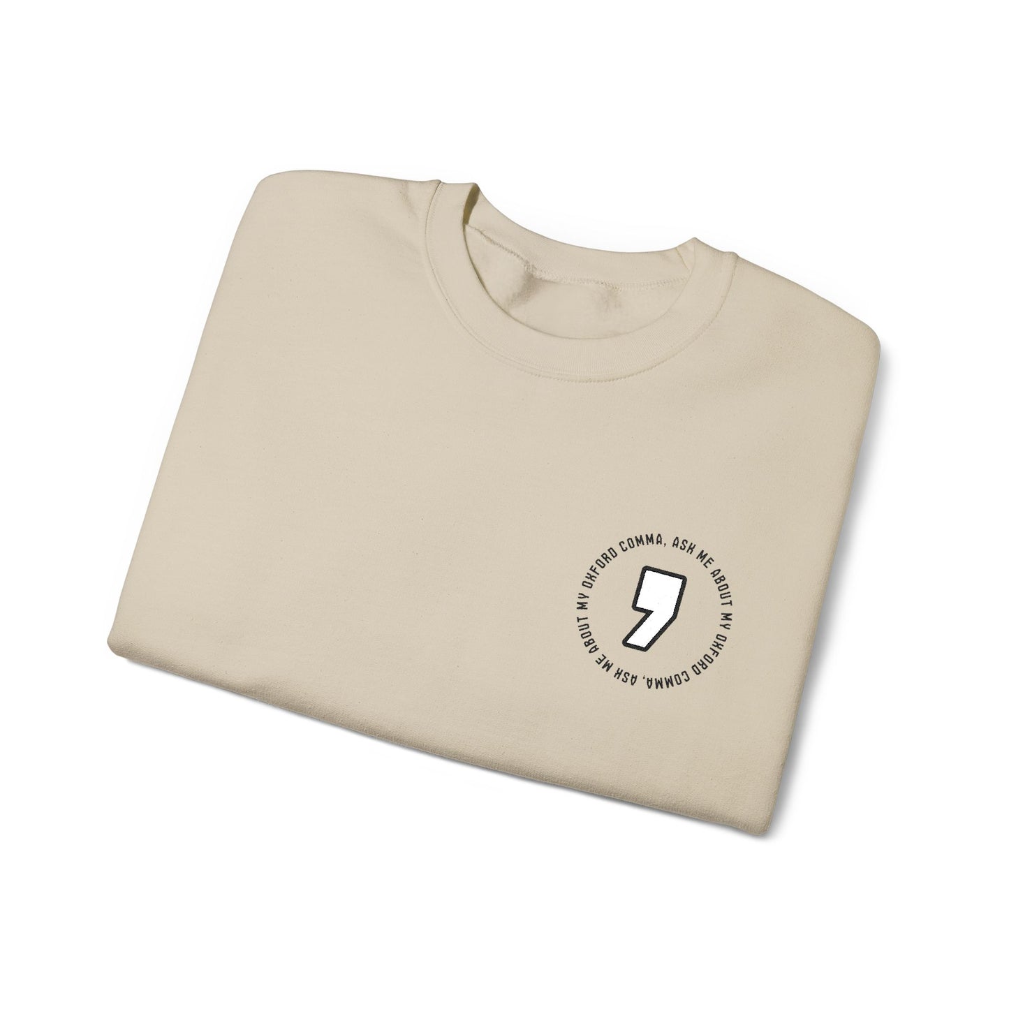 Oxford Comma Embroidered Crewneck Sweatshirt | Literary Apparel, English Language Pullover