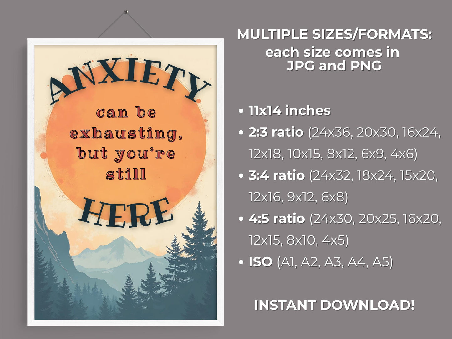 Emotional Coping Skills SEL Wall Art | Anxiety Can Be Exhausting Poster (Digital Download)