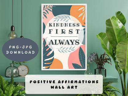 Mental Health Poster | Kindness First Always Classroom Decor Wall Art (Digital Download)