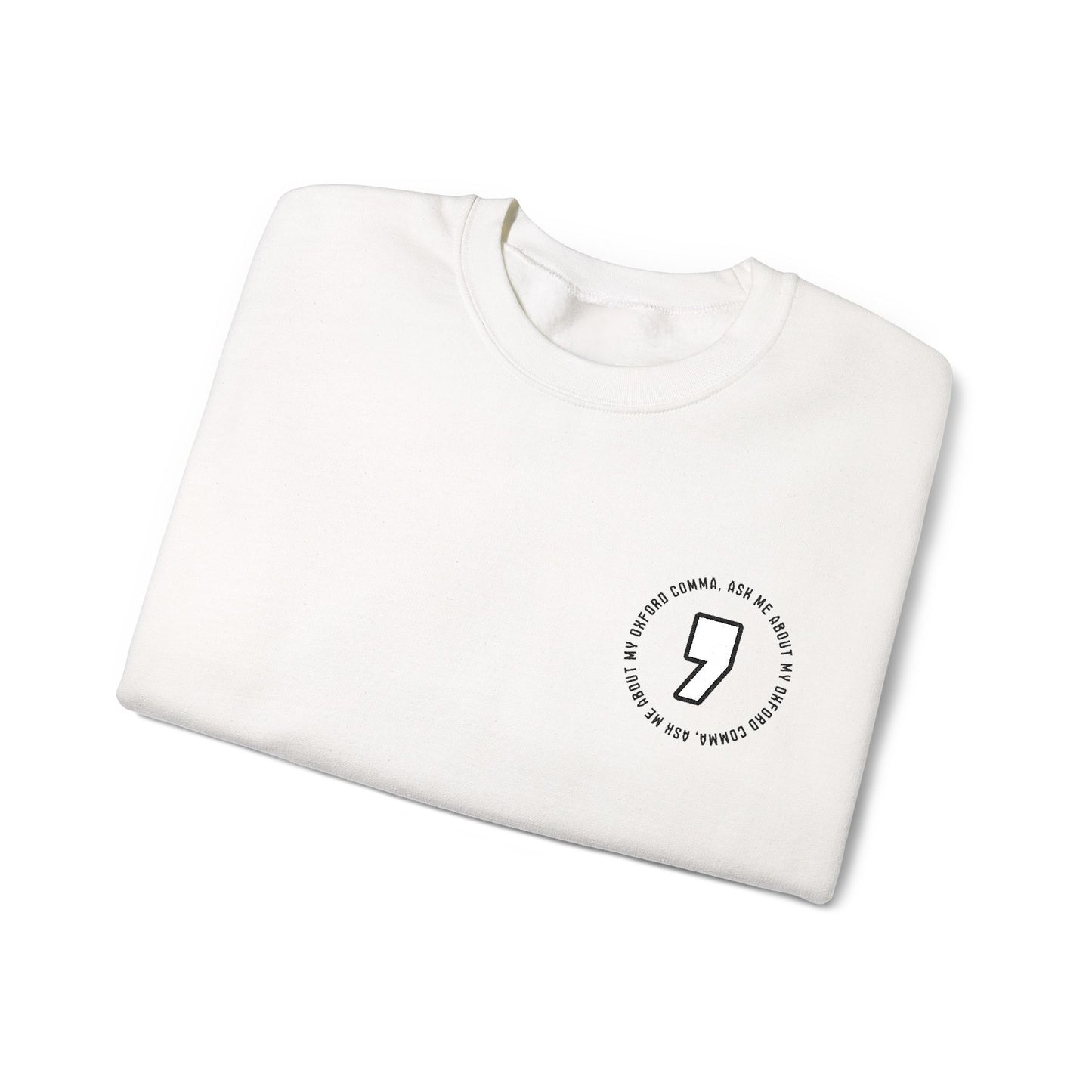 Oxford Comma Embroidered Crewneck Sweatshirt | Literary Apparel, English Language Pullover