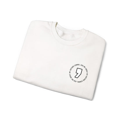 Oxford Comma Embroidered Crewneck Sweatshirt | Literary Apparel, English Language Pullover