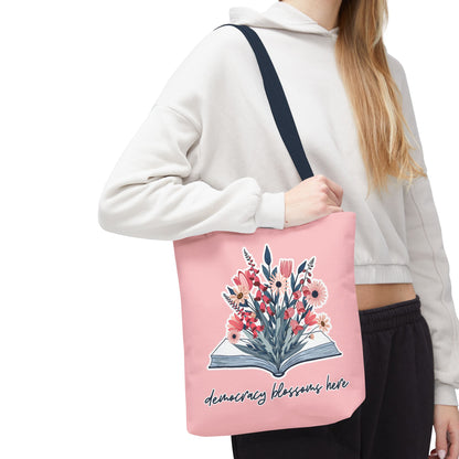 Floral Book Bouquet Library Bag | Reusable Tote - Floral Foxglove Daisy Tulip