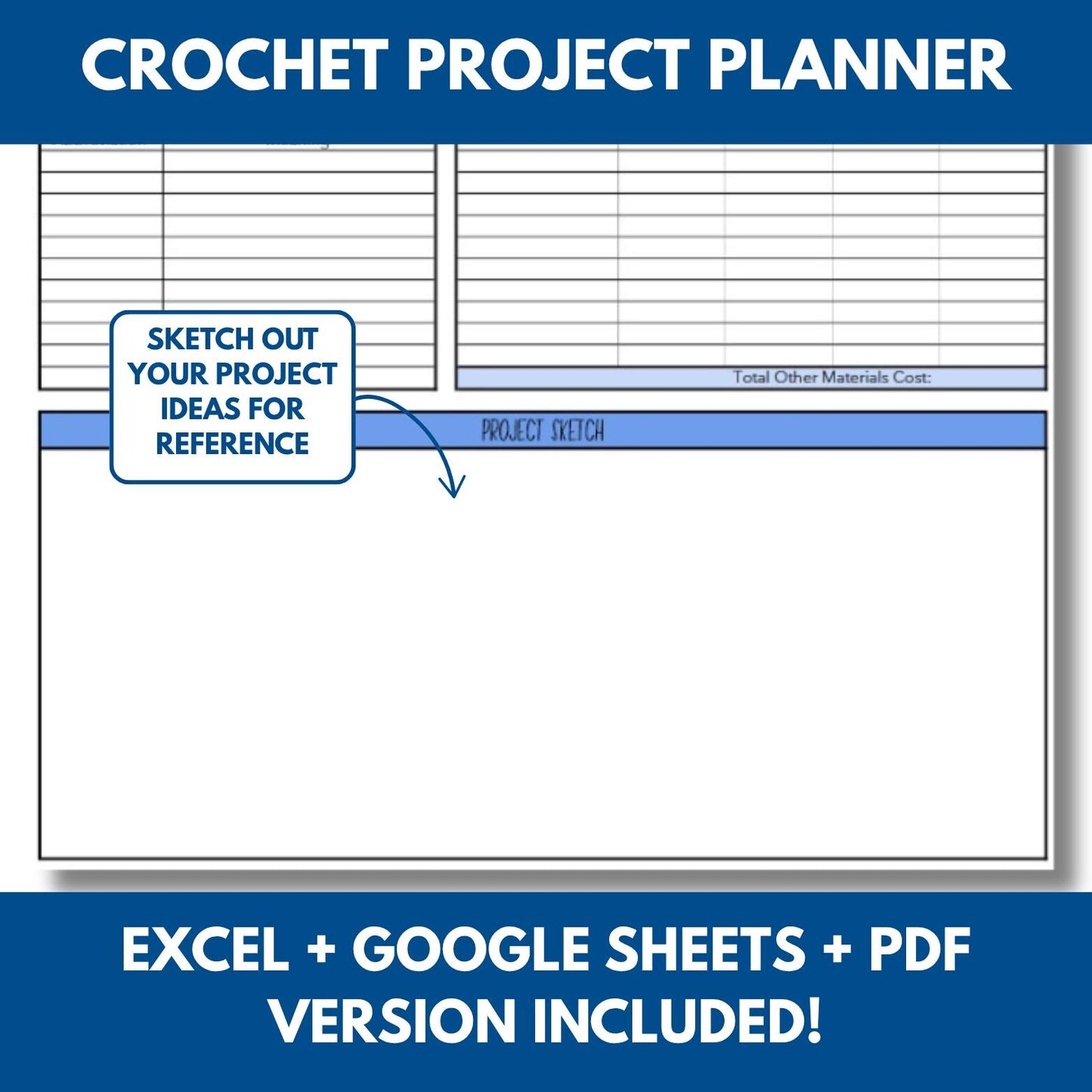 Crochet Pattern Project Planner | PDF, Excel & Google Sheets (Digital Download)