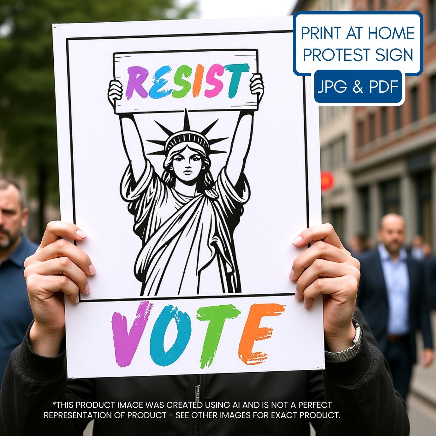 Statue of Liberty Printable Protest Sign | Resist, Vote, Political Wall Art (Digital Download)