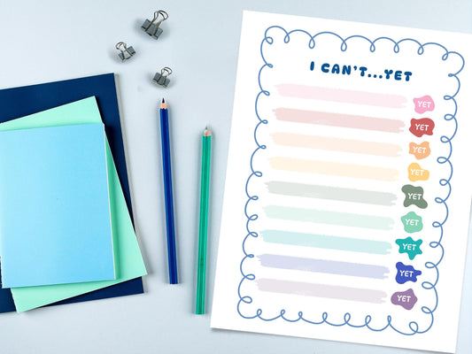 Growth Mindset Worksheet | I Can't Yet SEL Activity, Emotional Regulation Tool (Digital Download)