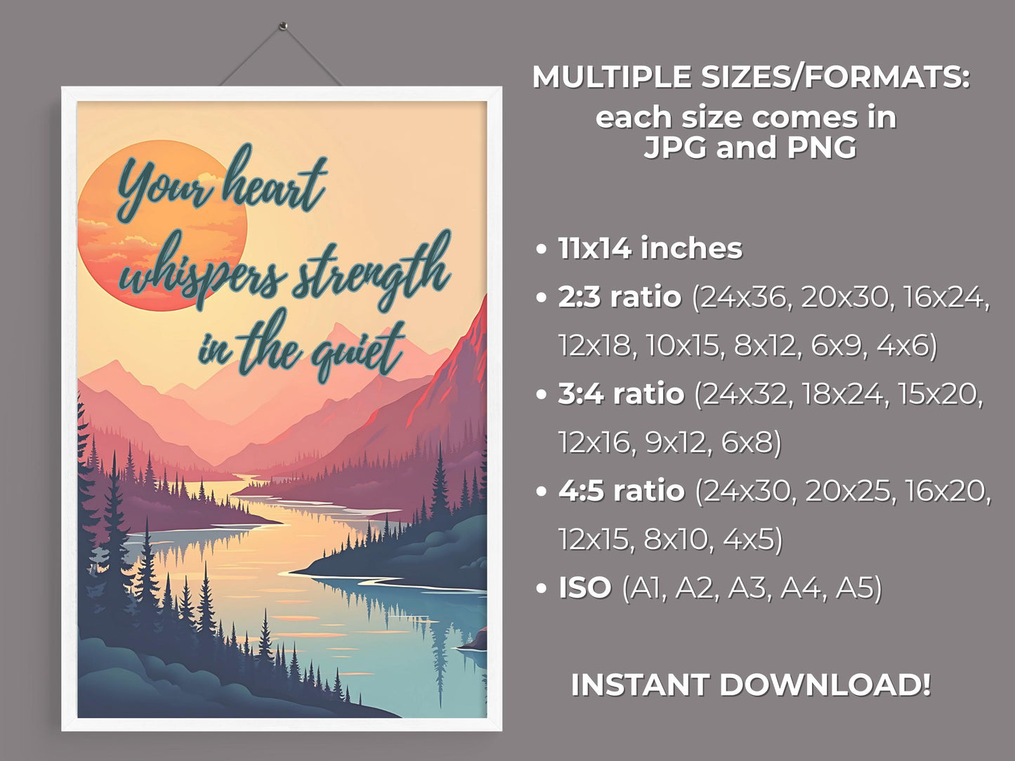 Calming Corner Mental Health Poster | Encouragement Wall Art - Quiet Strength (Digital Download)