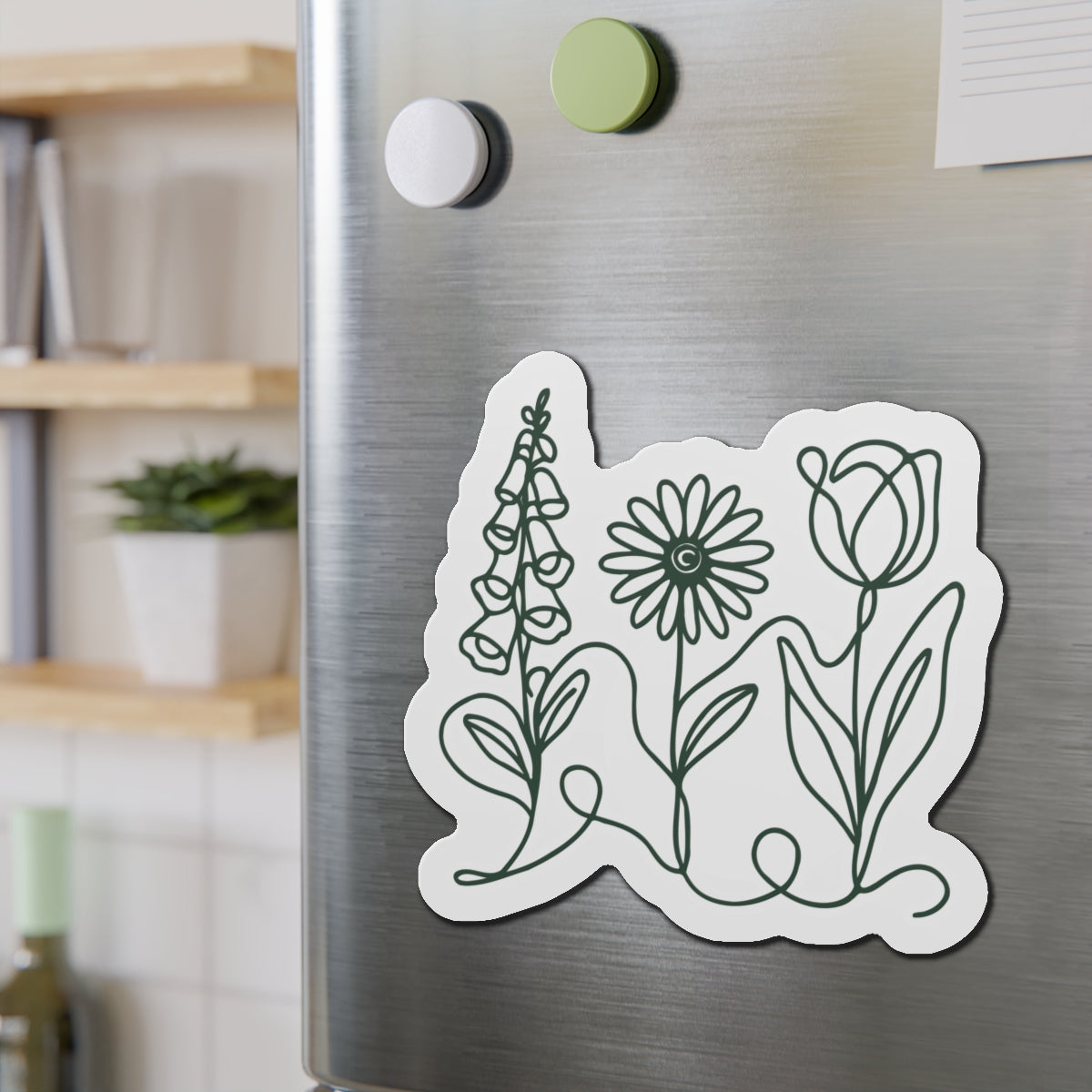 Subtle FDT Foxglove Daisy Tulip Car Magnet - Sage Green | Political Activism Car Decor