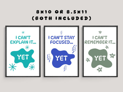 Power of Yet Wall Art | Growth Mindset & Social Emotional Learning Print Set (Digital Download)