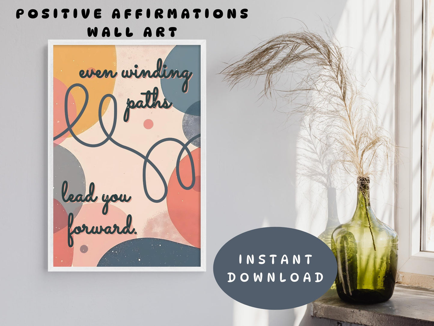 Growth Mindset Encouragement Wall Art | Winding Path Mental Health Poster (Digital Download)