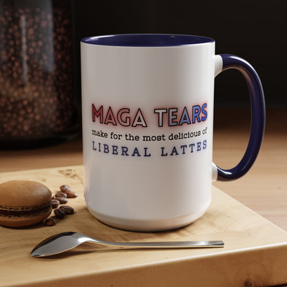MAGA Tears Liberal Latte Coffee Mug | Color Accent Handle (11 oz or 15 oz)