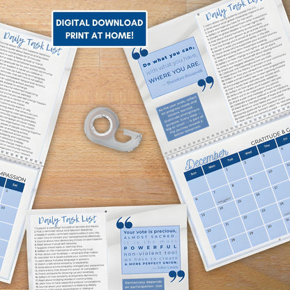 Political Activism 2026 Wall Calendar | 365 Days of Action (8.5x11 PDF, Digital Download)