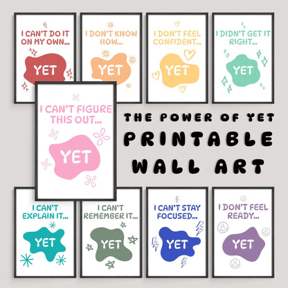 Power of Yet Wall Art | Growth Mindset & Social Emotional Learning Print Set (Digital Download)