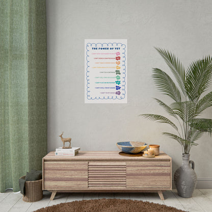 The Power of Yet Poster | Growth Mindset Therapist Classroom Decor, Positive Affirmations (Physical Item)