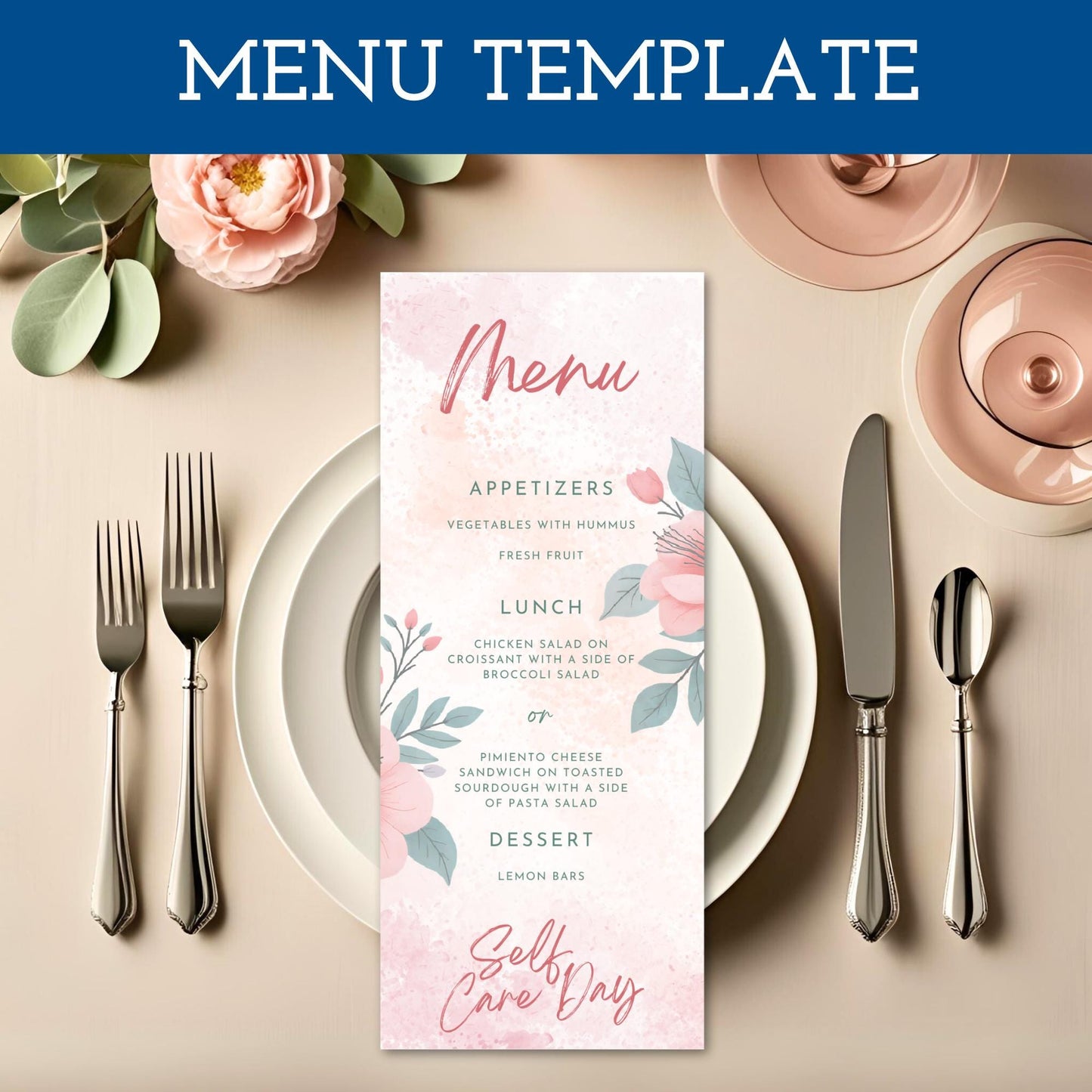 Self-Care Deluxe Party Kit | Printable Mental Health Day Invites + Decor + Activities (Canva Templates, PDFs)