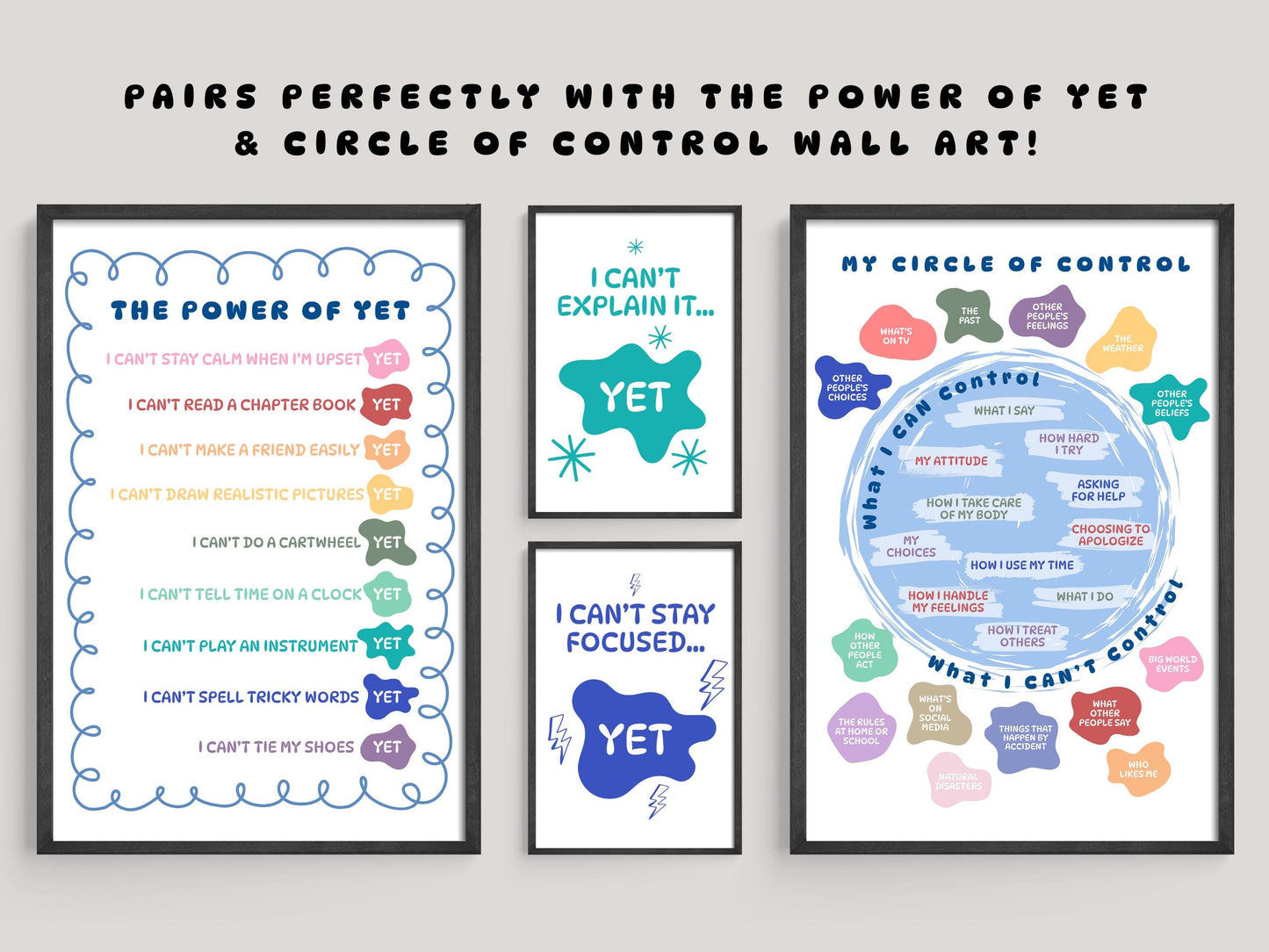 Power of Yet Wall Art | Growth Mindset & Social Emotional Learning Print Set (Digital Download)