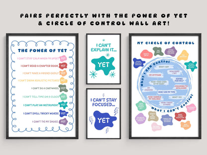 Power of Yet Wall Art | Growth Mindset & Social Emotional Learning Print Set (Digital Download)