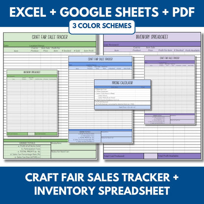 Craft Fair Sales Tracker + Inventory Spreadsheet (Excel, PDF, Google Sheets) + Bonus Price Calculator