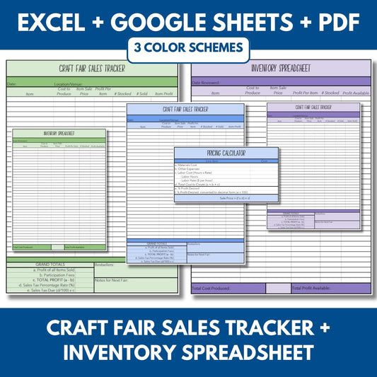 Craft Fair Sales Tracker + Inventory Spreadsheet (Excel, PDF, Google Sheets) + Bonus Price Calculator