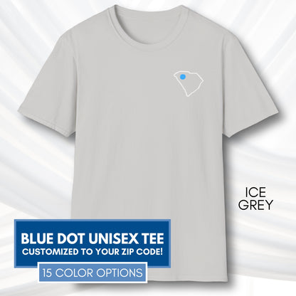 Blue-Dot-Red-State-Unisex-Short-Sleeve-Tee-Democratic-Activist-Tshirt-Top-Custom-Location-Ice-Grey