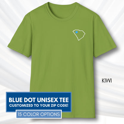 Blue-Dot-Red-State-Unisex-Short-Sleeve-Tee-Democratic-Activist-Tshirt-Top-Custom-Location-Kiwi