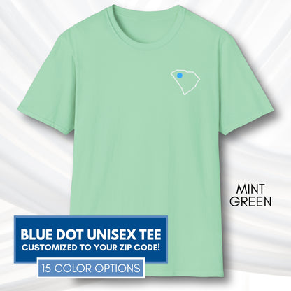 Blue-Dot-Red-State-Unisex-Short-Sleeve-Tee-Democratic-Activist-Tshirt-Top-Custom-Location-Mint-Green