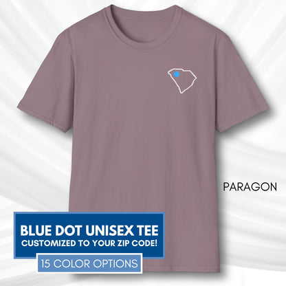 Blue-Dot-Red-State-Unisex-Short-Sleeve-Tee-Democratic-Activist-Tshirt-Top-Custom-Location-Paragon