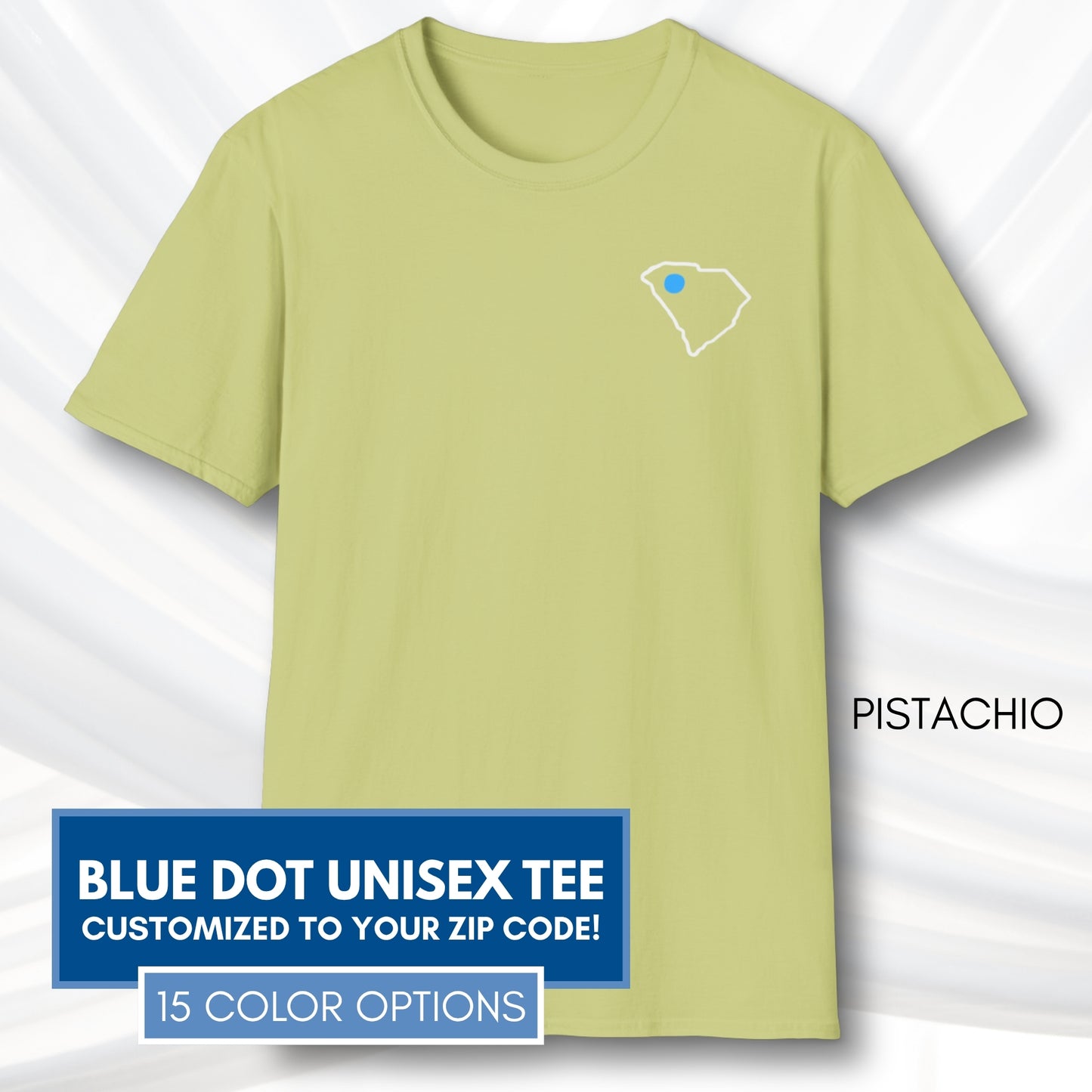 Blue-Dot-Red-State-Unisex-Short-Sleeve-Tee-Democratic-Activist-Tshirt-Top-Custom-Location-Pistachio