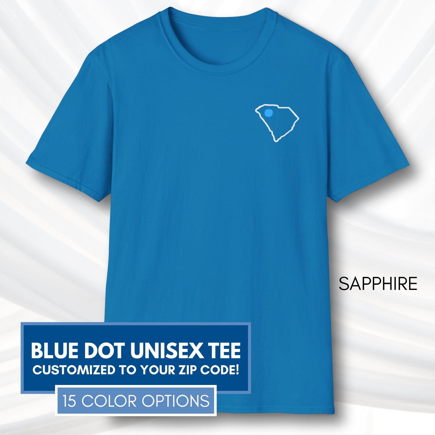 Blue-Dot-Red-State-Unisex-Short-Sleeve-Tee-Democratic-Activist-Tshirt-Top-Custom-Location-Sapphire