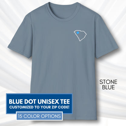 Blue-Dot-Red-State-Unisex-Short-Sleeve-Tee-Democratic-Activist-Tshirt-Top-Custom-Location-Stone-Blue