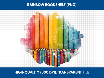 Ban Bullets Not Books Clipart | Rainbow Bookshelf Protest Graphic (Digital Download)