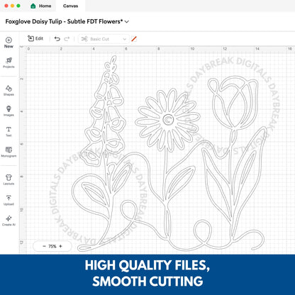 Subtle FDT Flowers Hand Drawn Clipart Bundle | Foxglove Daisy Tulip (Digital Download)