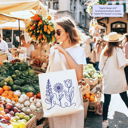 Subtle FDT Flowers Hand Drawn Clipart Bundle | Foxglove Daisy Tulip (Digital Download)