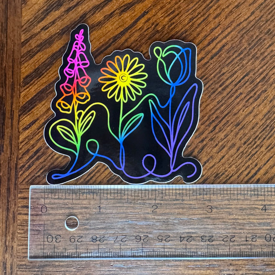 Rainbow-Foxglove-Daisy-Tulip-Glossy-Vinyl-Sticker-Indoor-Outdoor-Decal-Subtle-FDT-Flowers-Anti-Trump-LGBTQ-Gift