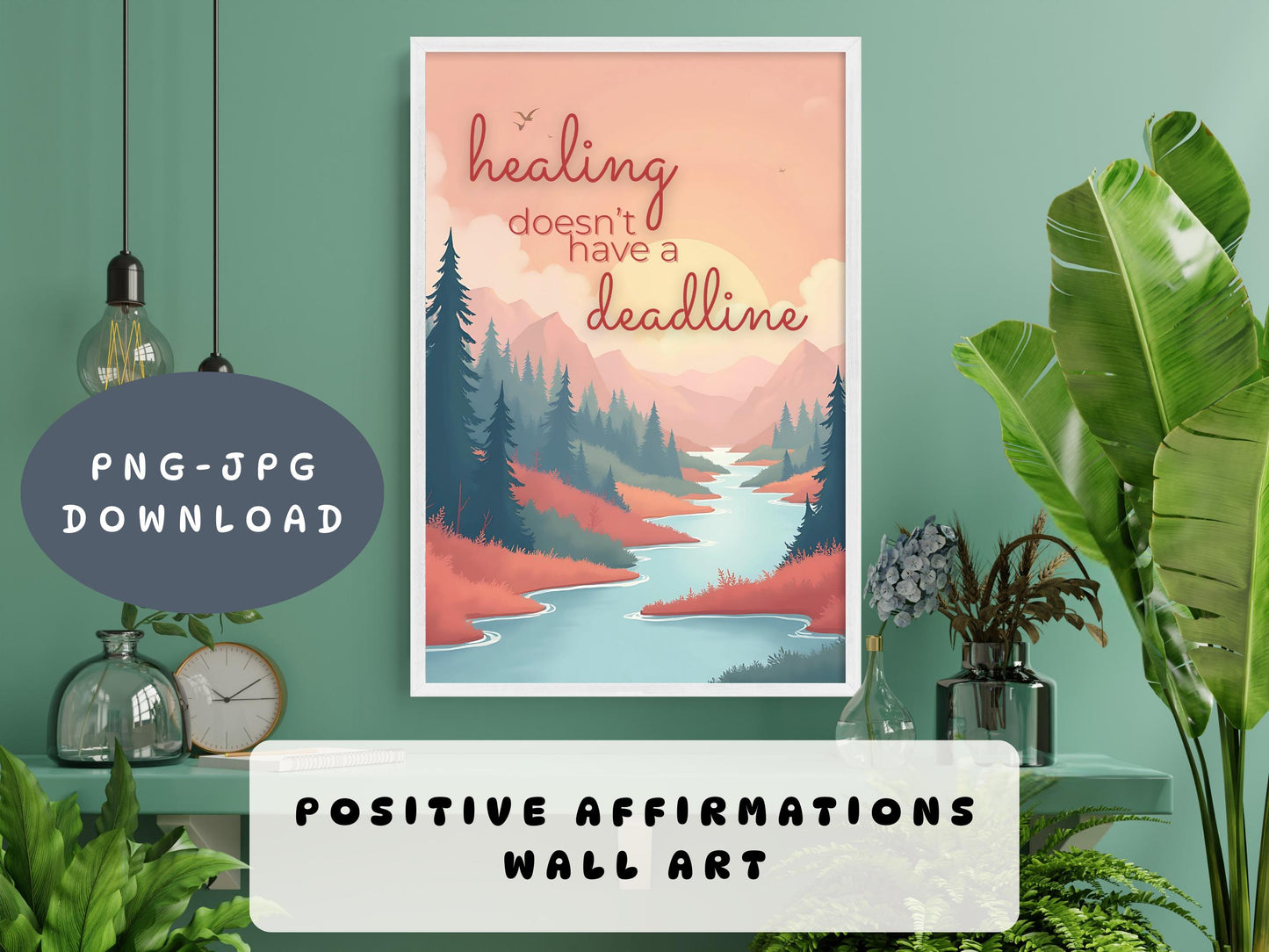 Emotional Support Wall Art | Healing Doesn't Have a Deadline Poster (Digital Download)
