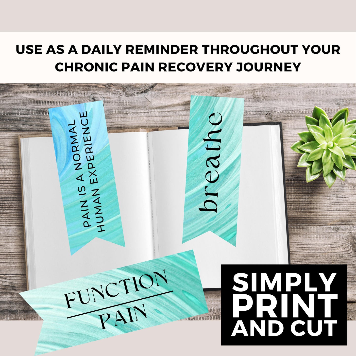 Printable Bookmarks for Chronic Pain Creative Recovery Kit (PDF, Digital Download)