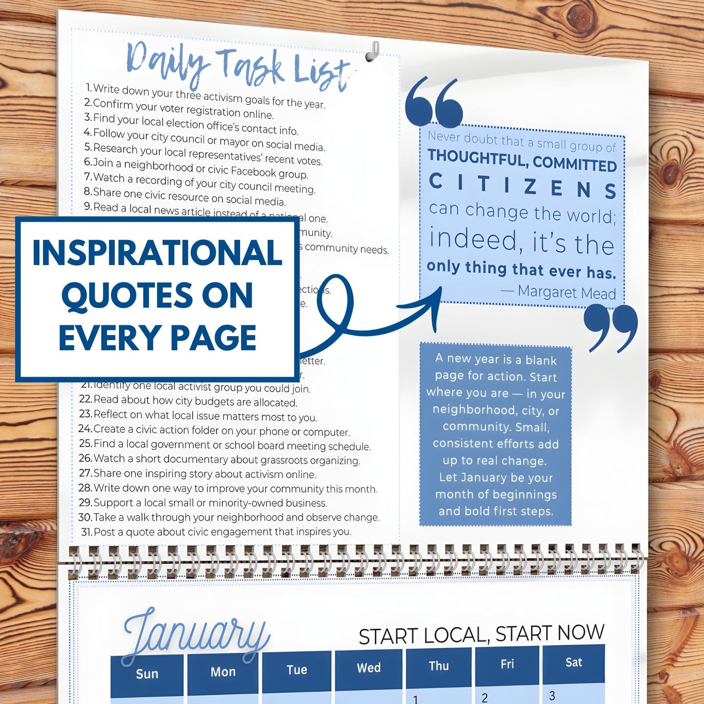 Political Activism 2026 Wall Calendar | 365 Days of Action (8.5x11 PDF, Digital Download)