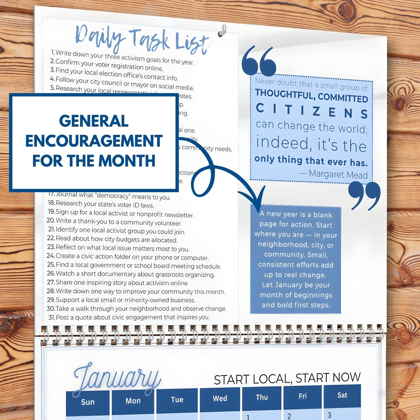 Political Activism 2026 Wall Calendar | 365 Days of Action (8.5x11 PDF, Digital Download)