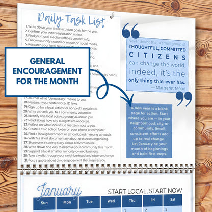 Political Activism 2026 Wall Calendar | 365 Days of Action (8.5x11 PDF, Digital Download)