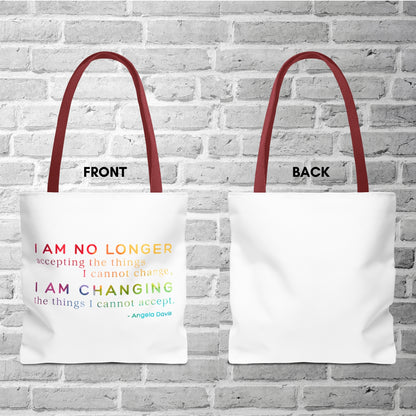 angela-davis-quote-tote-political-activist-carry-all-i-am-no-longer-accepting-i-am-changing-market-library-grocery-book-bag-front-back