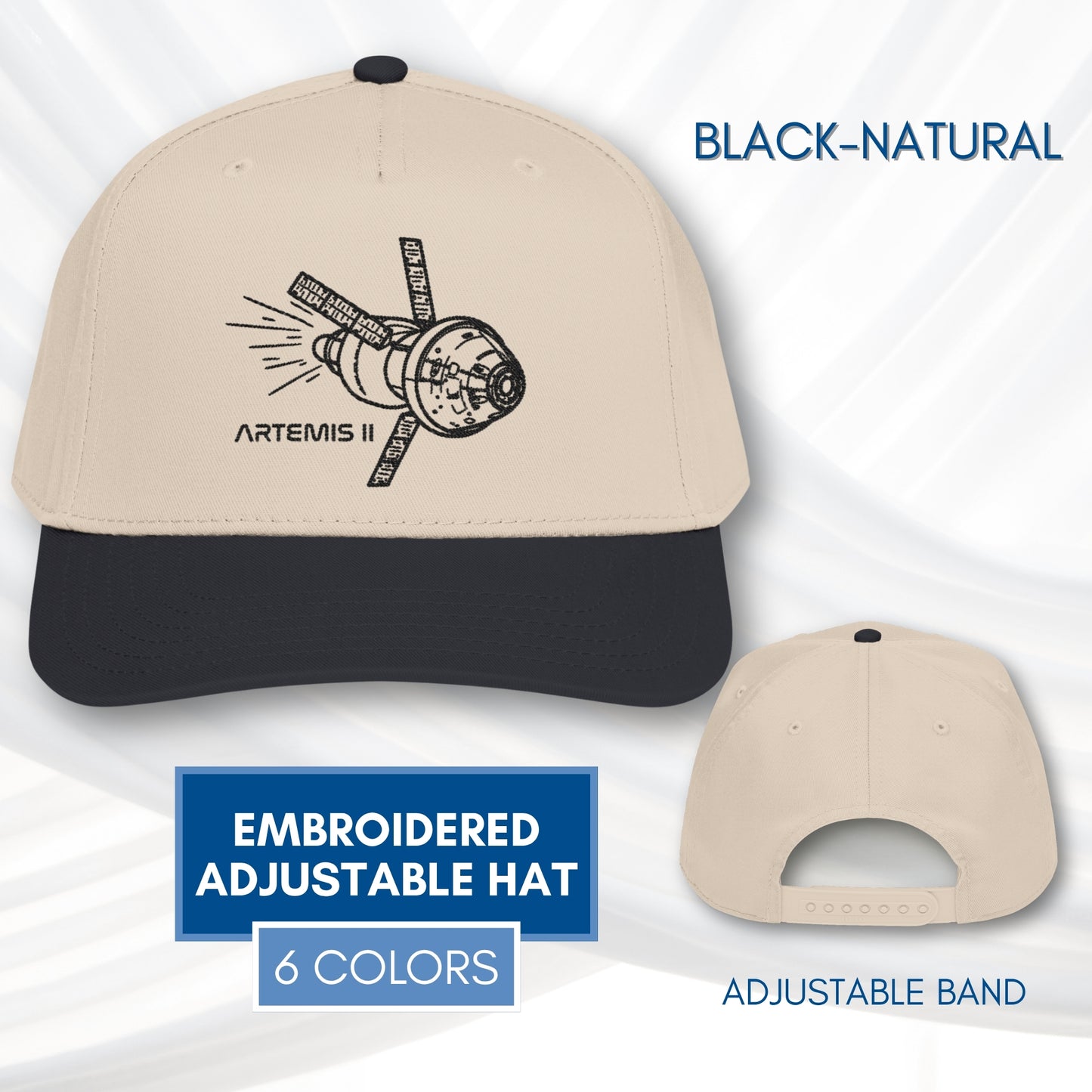 artemis-ii-2-embroidered-adjustable-baseball-hat-hand-drawn-art-space-nasa-inspired